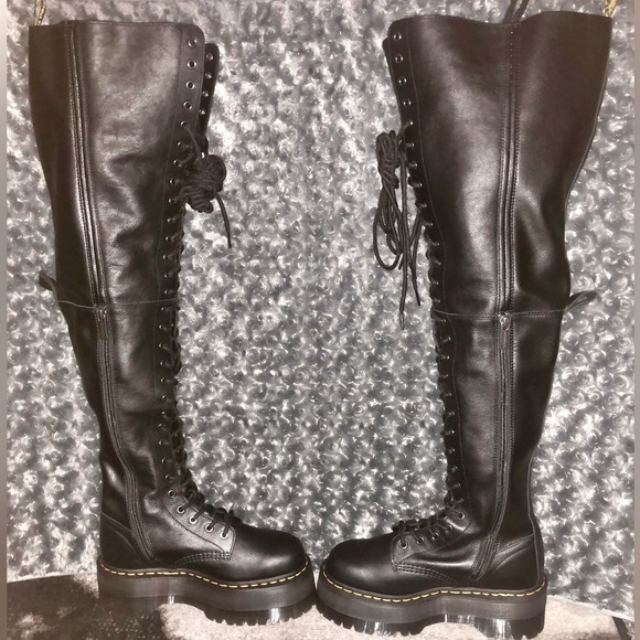 NIB Dr. Martens Rare Azreya Leather28-Eye Platform OTK Lace Up Boots US 8 UK 6 - Picture 7 of 16